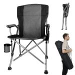 Anmiro Folding Camping Chair with Cup Holder and Storage Bag, Heavy Duty Support 400 LBS, Oversized Collapsible Portable Camping Chair for Outdoor Camp, Picnic, Travel, Fishing Grey