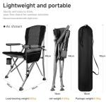 Anmiro Folding Camping Chair with Cup Holder and Storage Bag, Heavy Duty Support 400 LBS, Oversized Collapsible Portable Camping Chair for Outdoor Camp, Picnic, Travel, Fishing Grey