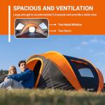 EchoSmile Instant Pop Up Camping Tent, 2/4/6 Person, Easy Setup Tent, Water Resistant Dome, Portable with Carry Bag