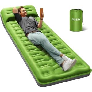 OGERY Sleeping Pad for Camping, 6" Extra-Thick Reinforced Camping Sleeping Pad with Pillows & Built-in Foot Pump, Ultralight Self Inflating Air Mattress Mat for Tent Hiking Essentials Gear