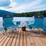 ALPHA CAMP Camping Chairs 2 Pack, Heavy Duty Folding Chair with 3-Can Cooler Bag, Portable Outdoor Chair with Side Pocket & Cup Holder for Adults, Collapsible for Tailgating, Beach, Fishing,Blue