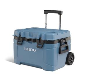 Igloo Trailmate 52Qt Wheeled Cooler, Insulated Hard Shell Ice Chest, Modern Blue