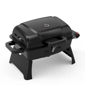 BrandMan Portable Propane Gas Grill, 1-Burner Tabletop Compact BBQ Grill with Folding Legs and Lockable Lid for Camping, Tailgating & Outdoor Cooking, Hassle-Free Setup