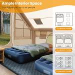 WARONE Inflatable Camping Tent with Skylight, Three Minutes Setup,6 Person Capacity, Waterproof Canopy with Mesh Curtains, Stove Window,Mosquito Screen, Air Column Frame, Includes Pump and Stakes