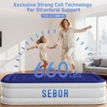 Sebor Air Mattress Twin with Built-in Pump 18", Comfortable Self-Inflating Air Mattress with High-Speed Pump, Durable Blow Up Mattress Twin with Storage Bag for Guests, Camping, Travel