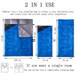 Tuphen Double Sleeping Bag, Sleeping Bag with 2 Pillows, Queen Size XL Bag for 2 People, Cold Warm Weather- 3 Seasons, Waterproof Adults Sleeping Bag for Camping, Backpacking or Hiking