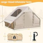 WARONE Inflatable Camping Tent with Skylight, Three Minutes Setup,6 Person Capacity, Waterproof Canopy with Mesh Curtains, Stove Window,Mosquito Screen, Air Column Frame, Includes Pump and Stakes
