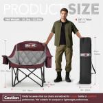 Overmont Oversized XL Camping Chair for Adults - 400lbs Support Heavy-Duty Padded Folding Chair with Side Pocket Cup Holder Cooling Bag for Outdoor Sports Garden Beach Fishing Lawn Red