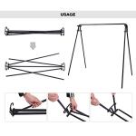 REDCAMP Swing Campfire Grill Stand - Collapsible Campfire Cooking Rack with 6 Hooks & Iron Grill Grate, Portable Dutch Oven Hanger for Outdoor Camping, Cookware, Bonfire, Rectangle