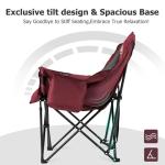 Overmont Oversized XL Camping Chair for Adults - 400lbs Support Heavy-Duty Padded Folding Chair with Side Pocket Cup Holder Cooling Bag for Outdoor Sports Garden Beach Fishing Lawn Red