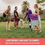 PICNIC TIME Sports Chair with Side Table and Armrest Caddy, Lightweight Aluminum Folding Outdoor Camping Chair for Adults, Portable Director Style Lawn Seating with Pockets & Carry Strap, (Purple)