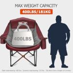 Overmont Oversized XL Camping Chair for Adults - 400lbs Support Heavy-Duty Padded Folding Chair with Side Pocket Cup Holder Cooling Bag for Outdoor Sports Garden Beach Fishing Lawn Red