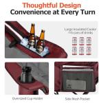 Overmont Oversized XL Camping Chair for Adults - 400lbs Support Heavy-Duty Padded Folding Chair with Side Pocket Cup Holder Cooling Bag for Outdoor Sports Garden Beach Fishing Lawn Red