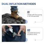 ONETIGRIS Blackcrystal Sleeping Pad, Ultralight Camping Sleeping Pad with Pillow Built-in Foot Pump Inflatable Sleeping Mat Compact for Camping Backpacking Hiking Traveling Tent