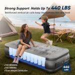 JUITOY Twin Air Mattress with Built in Pump Newly Upgraded one-Touch air Mattress with pillowNo Peculiar Smell for Camping,Home,Guests & Portable Travel,18"/440lbs Max Blow Up Bed Gray