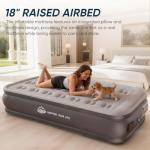 JUITOY Twin Air Mattress with Built in Pump Newly Upgraded one-Touch air Mattress with pillowNo Peculiar Smell for Camping,Home,Guests & Portable Travel,18"/440lbs Max Blow Up Bed Gray