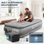 JUITOY Twin Air Mattress with Built in Pump Newly Upgraded one-Touch air Mattress with pillowNo Peculiar Smell for Camping,Home,Guests & Portable Travel,18"/440lbs Max Blow Up Bed Gray