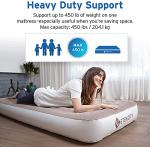 Etekcity Air Mattress Upgraded Twin Size Camping Air Bed Blow Up Bed Inflatable Mattress Raised Airbed with Rechargeable Pump for Guest, Camping, Hiking, Height 9", Storage Bag, Brown