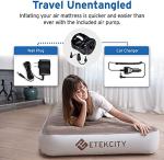 Etekcity Air Mattress Upgraded Twin Size Camping Air Bed Blow Up Bed Inflatable Mattress Raised Airbed with Rechargeable Pump for Guest, Camping, Hiking, Height 9", Storage Bag, Brown