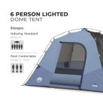 CORE 6 Person Lighted Dome Tent for Outdoor Family, Hiking, and Backpacking | Portable Dome Camp Tent with Storage Pockets for Camping Accessories