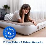 Etekcity Air Mattress Upgraded Twin Size Camping Air Bed Blow Up Bed Inflatable Mattress Raised Airbed with Rechargeable Pump for Guest, Camping, Hiking, Height 9", Storage Bag, Brown