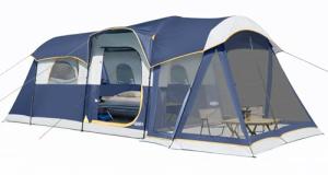 UNP Camping Tent 8 Person Waterproof Big Tunnel Tent with Screen Porch,Family Outdoor Large Tents for Camping 20' x 9' x 80in(H) (Dark Blue)