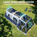 UNP Camping Tent 8 Person Waterproof Big Tunnel Tent with Screen Porch,Family Outdoor Large Tents for Camping 20' x 9' x 80in(H) (Dark Blue)