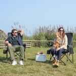 EVER ADVANCED Oversized Folding Camping Chair, for Adults Heavy Duty Lawn Chair with Side Pockets, Portable Collapsible Quad Chair for Outside, Support Up to 500lbs, Grey