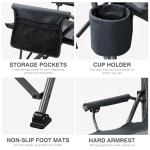 EVER ADVANCED Oversized Folding Camping Chair, for Adults Heavy Duty Lawn Chair with Side Pockets, Portable Collapsible Quad Chair for Outside, Support Up to 500lbs, Grey