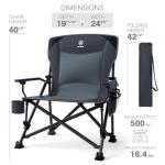 EVER ADVANCED Oversized Folding Camping Chair, for Adults Heavy Duty Lawn Chair with Side Pockets, Portable Collapsible Quad Chair for Outside, Support Up to 500lbs, Grey