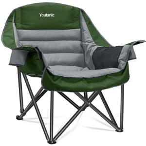 Youtanic Oversized Camping Chair, Portable Folding Camping Chairs with Side Pocket, Cup Holder and Carry Bag, Heavy Duty Outdoor Camping Chairs for Adults, Fishing, Sports, Trip, up to 400lbs, Style 7