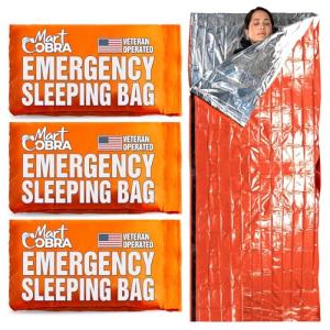 Emergency Sleeping Bag 3 Pack | for Survival Gear and Supplies Life Bivy Sack Waterproof Mylar Emergency Blankets for Survival Kit Car Camping Gear Hiking Tac Bivvy Go Bag Supplies Sleep Sacks Shelter