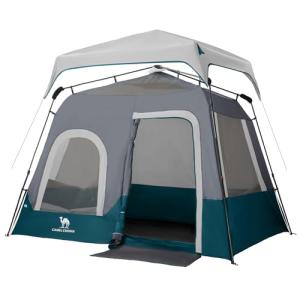 Camping Tents 4/6 Person Pop Up Instant Tent - Setup in 60s for Family Camping, Windproof Design, Family Cabin Tent with Rainfly & Backpack Carry Bag