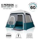 Camping Tents 4/6 Person Pop Up Instant Tent - Setup in 60s for Family Camping, Windproof Design, Family Cabin Tent with Rainfly & Backpack Carry Bag