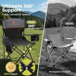 ALPHA CAMP Camping Chair 2 Pack Portable Chair with 3-Can Cooler Folding Chair with Side Pocket and Cup Holder, Collapsible for Camping, Tailgates, Beach, Fishing and Sports,Black,2PC