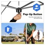 OLIXIS 10x10ft Pop Up Canopy Tent, Heavy Duty 1-Person One Push Setup, Portable Outdoor Shelter for Beach, Events, Camping Includes Rolling Carry Bag, Grey