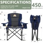 Oversized Camping Chairs 2 Pack - 450lbs Support Heavy Duty Folding Camp Chair Wide Portable Outside Collapsible Chairs with Carry Bag,Cooler,Cup Holder for Outdoor,Lawn,Sports,Baseball,Soccer-Navy