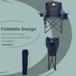 Oversized Camping Chairs 2 Pack - 450lbs Support Heavy Duty Folding Camp Chair Wide Portable Outside Collapsible Chairs with Carry Bag,Cooler,Cup Holder for Outdoor,Lawn,Sports,Baseball,Soccer-Navy