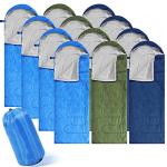 Junkin 12 Pcs Camping Sleeping Bag Bulk for Homeless 4 Seasons Cold Warm Weather Sleeping Bags Waterproof Lightweight with Compression Bag Camping Gear Equipment for Adults Backpacking Hiking