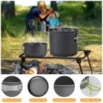 Camping Cookware Mess Kit Backpacking Pot Gear Camping Cooking Pots and Pans Set Camp Kitchen Equipment Accessories Green