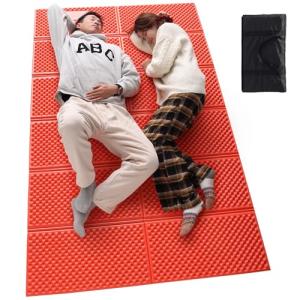 2 Person Camping Foam Sleeping Pad Lightweight Closed Cell Folding Camping Mat Double Camping Mattress Portable for Outdoor Hiking Mountaineering Orange