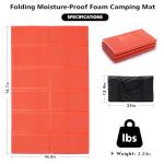 2 Person Camping Foam Sleeping Pad Lightweight Closed Cell Folding Camping Mat Double Camping Mattress Portable for Outdoor Hiking Mountaineering Orange