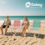 Sekey Camping Chair, Beach Chair for Adults with Highback, Folding Lawn Chair with Webbed Airflow Mesh, Patio Chair with Rust-Proof Coating, Webbed Lawn Chair for Outdoor, Fishing, Backyard, Blue