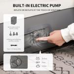 Naturehike Pillow Top Plush Compact King Air Mattress with Rechargeable Built-in Pump, 992 LBS Support, Blow Up Bed with Annular Air Column Structure, Inflatable Airbed for Home, Camping, Guests