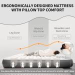 Naturehike Pillow Top Plush Compact King Air Mattress with Rechargeable Built-in Pump, 992 LBS Support, Blow Up Bed with Annular Air Column Structure, Inflatable Airbed for Home, Camping, Guests
