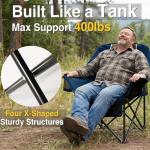 USKAU Oversized Folding Camping Chair for Adults Heavy Duty Padded Outdoor Chairs Big and Tall XL Picnic Chair with Cup Holders 400lb Capacity, Comfy for Lawn Sports and Outside Use
