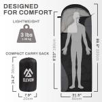 Elevon Sleeping Bag for Adults Teens Kids Cold Warm Weather, Portable Waterproof & Lightweight, Compact with Compression Sack, for 3-4 Seasons Camping, Backpacking, Hiking, Travel, Indoors Outdoors