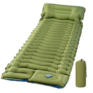 FrutPunch Camping Sleeping Pad, Ultralight Camping Mat with Pillow, Built-in Foot Pump Inflatable Sleeping Pads Compact for Camping Backpacking Hiking Traveling Tent, Single