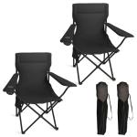 Foristrail Portable Camping Chair 2 Pack, Folding Outdoor Chair with Cup Holder & Side Pocket for Camping, Hiking, Picnic, Beach (Black)
