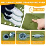 FrutPunch Camping Sleeping Pad, Ultralight Camping Mat with Pillow, Built-in Foot Pump Inflatable Sleeping Pads Compact for Camping Backpacking Hiking Traveling Tent, Single